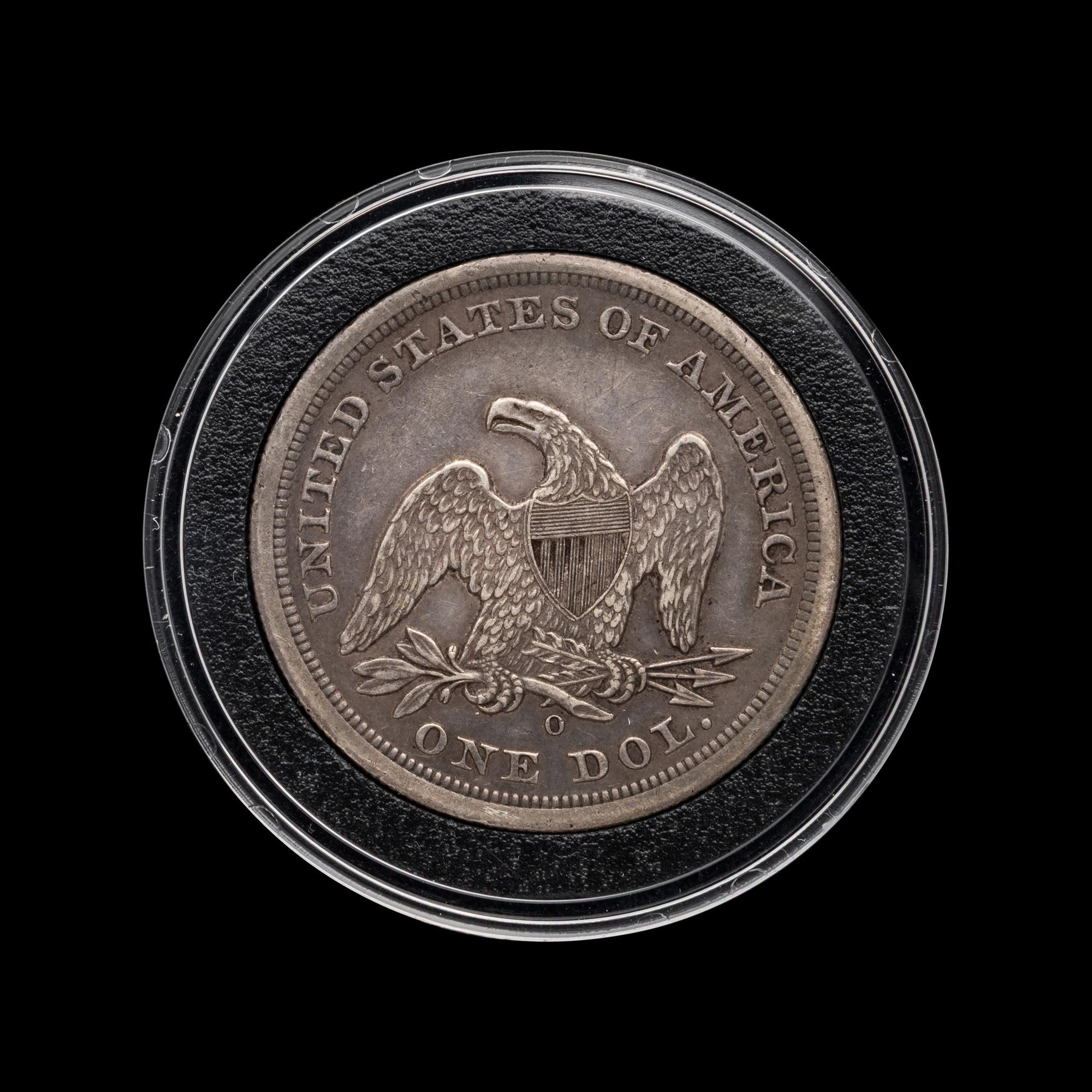 An 1860-O Seated Liberty $1 Coin