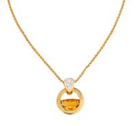 MOVADO, YELLOW GOLD, CITRINE AND DIAMOND PENDANT/NECKLACE