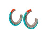 14k Gold, Lapis, Coral, and Turquoise Earrings, PLUS Silver, Turquoise, and Coral Earrings