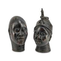 Two Benin Style Bronze Busts