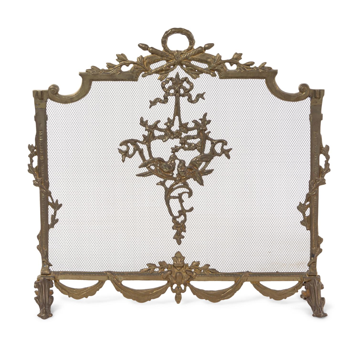A Louis XVI Style Gilt Metal Fire Screen
