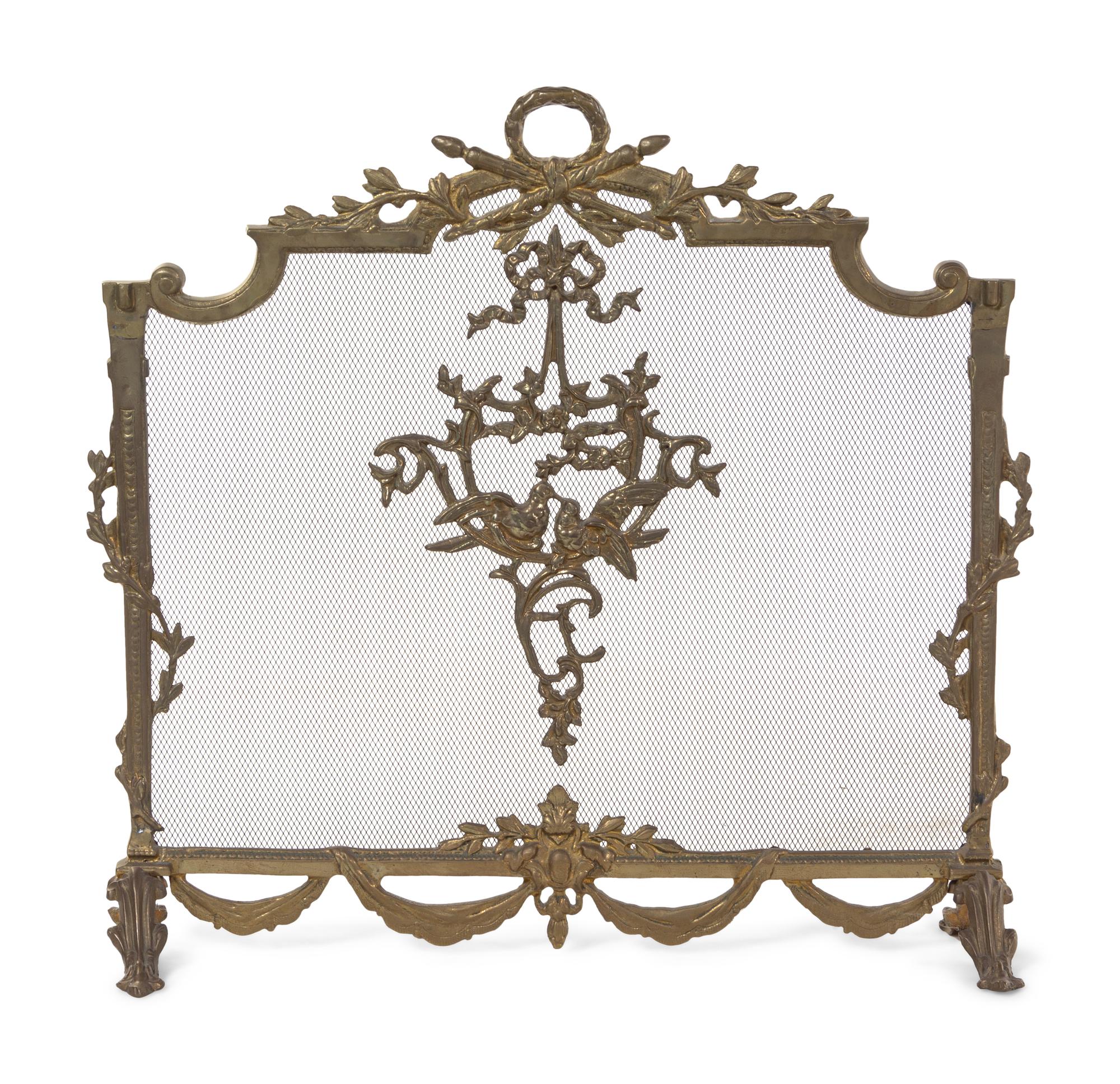 A Louis XVI Style Gilt Metal Fire Screen