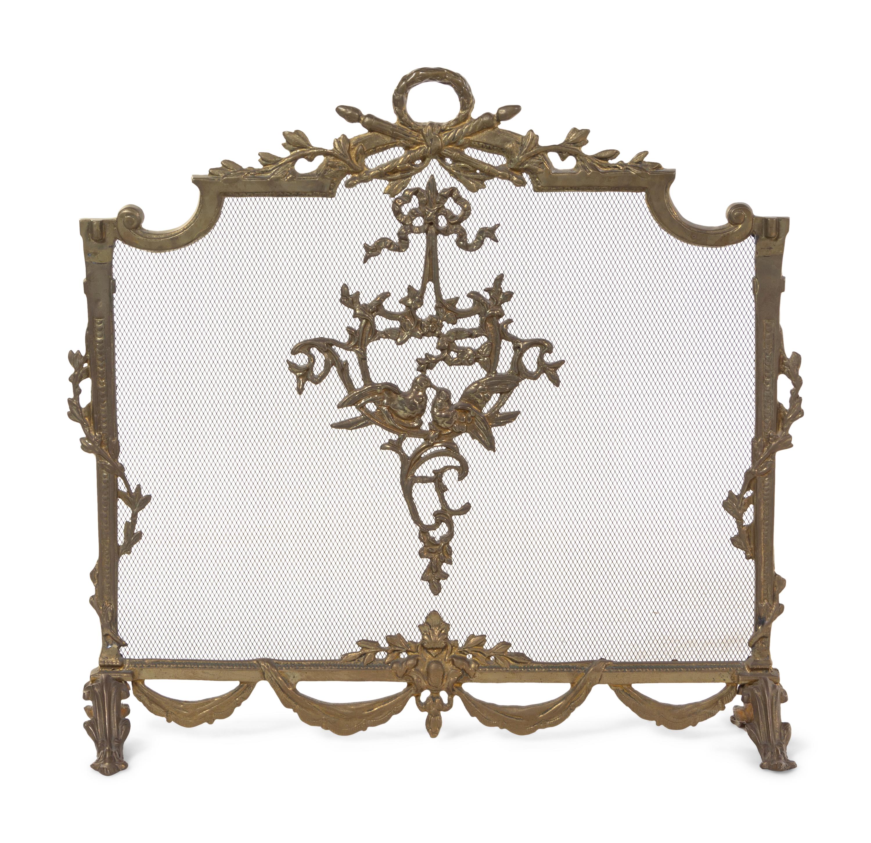 A Louis XVI Style Gilt Metal Fire Screen