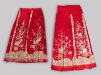 Two Sets of Chinese Embroidered Silk Wedding Gowns