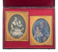 [EARLY PHOTOGRAPHY]. 2 Full plate daguerreotypes and 2 half plate daguerreotypes in same case