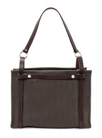 An Hermes Vert de Gris Canvas and Ebene Vache Cabalicol Tote, 15.5" x 11.5" x 6.5".