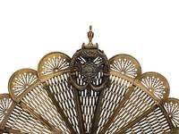 An English Brass Fireplace Fender and Fire Screen