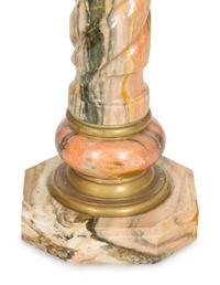 An Empire Style Gilt Bronze Mounted Variegated Pink Marble Pedestal