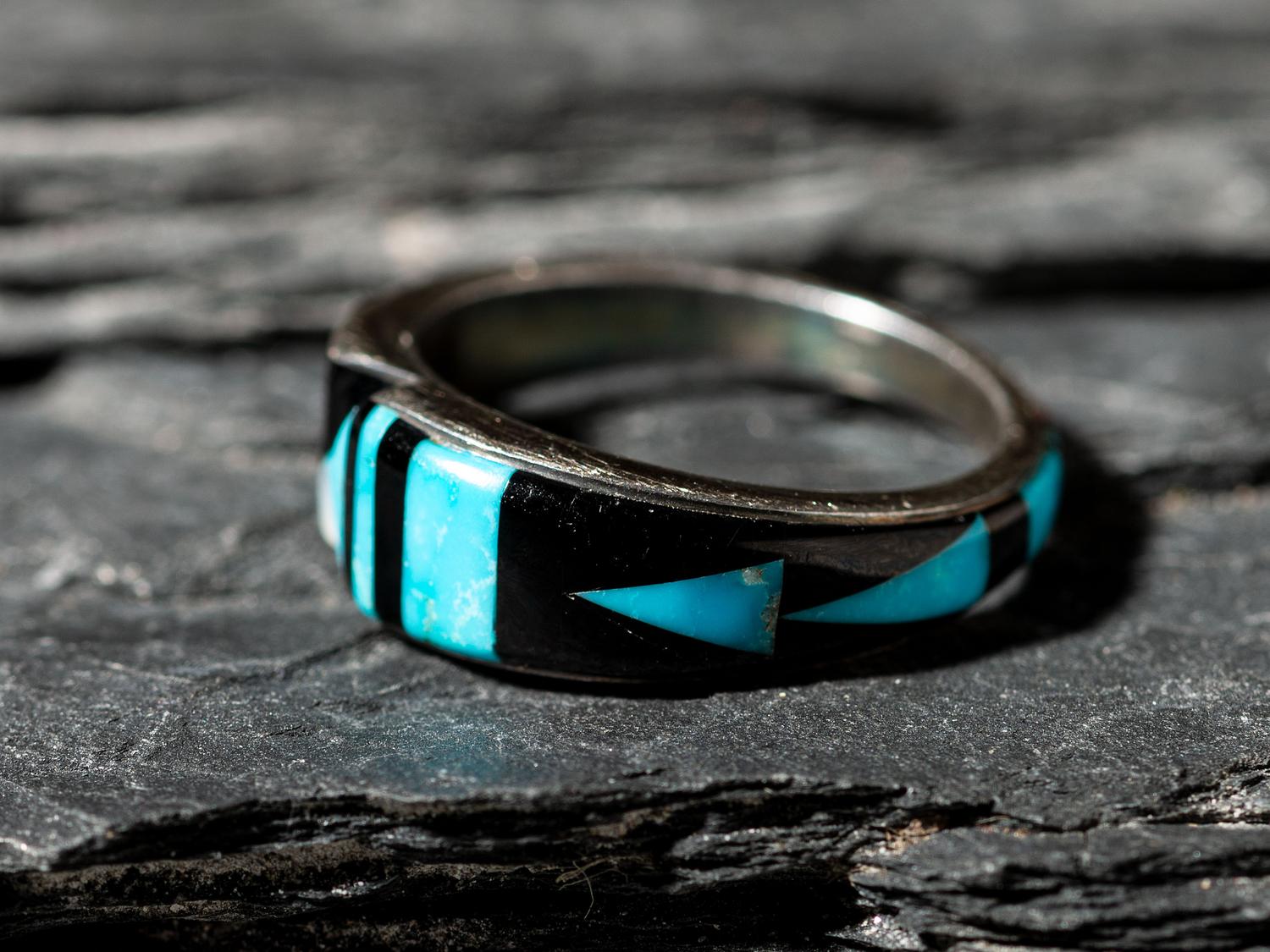Silver and Mosaic Inlay Ring