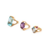 COLLECTION OF MODERNIST YELLOW GOLD AND GEMSTONE RINGS