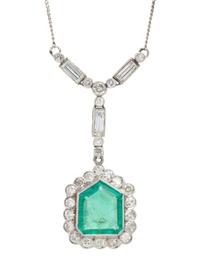 EMERALD AND DIAMOND NECKLACE