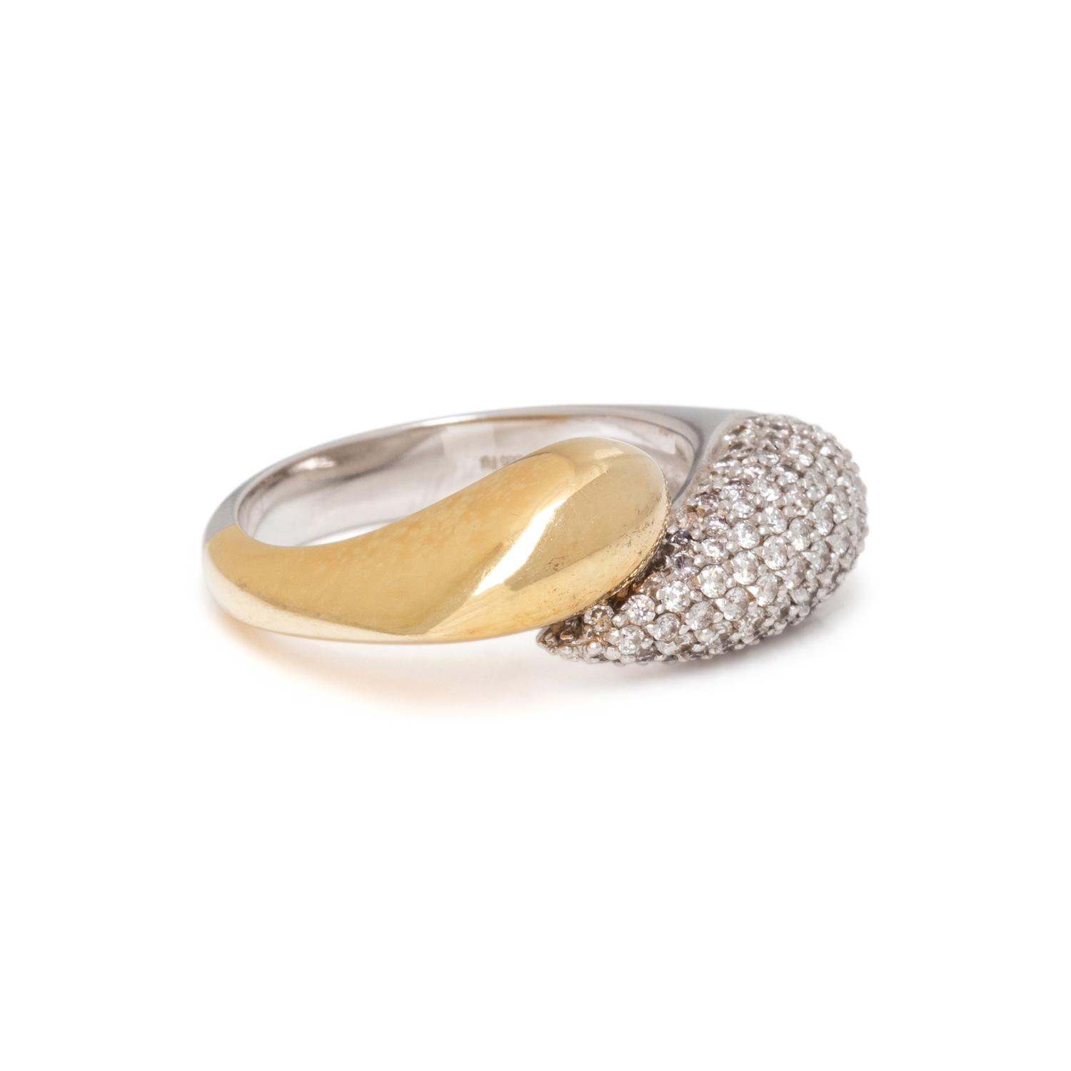 BICOLOR GOLD AND DIAMOND BYPASS RING