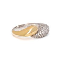BICOLOR GOLD AND DIAMOND BYPASS RING