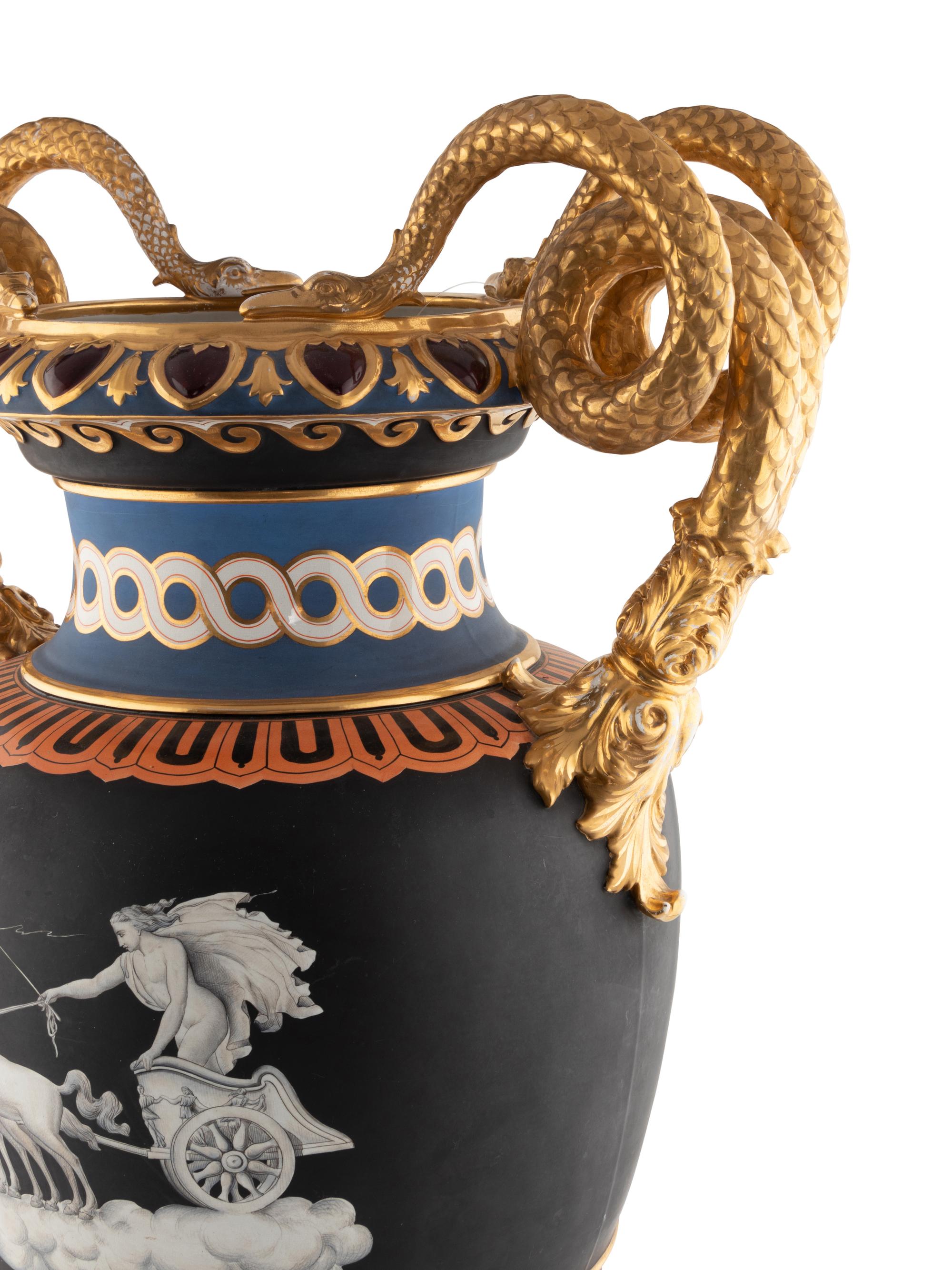 A Rörstrand Monumental Painted and Parcel-Gilt Porcelain Urn