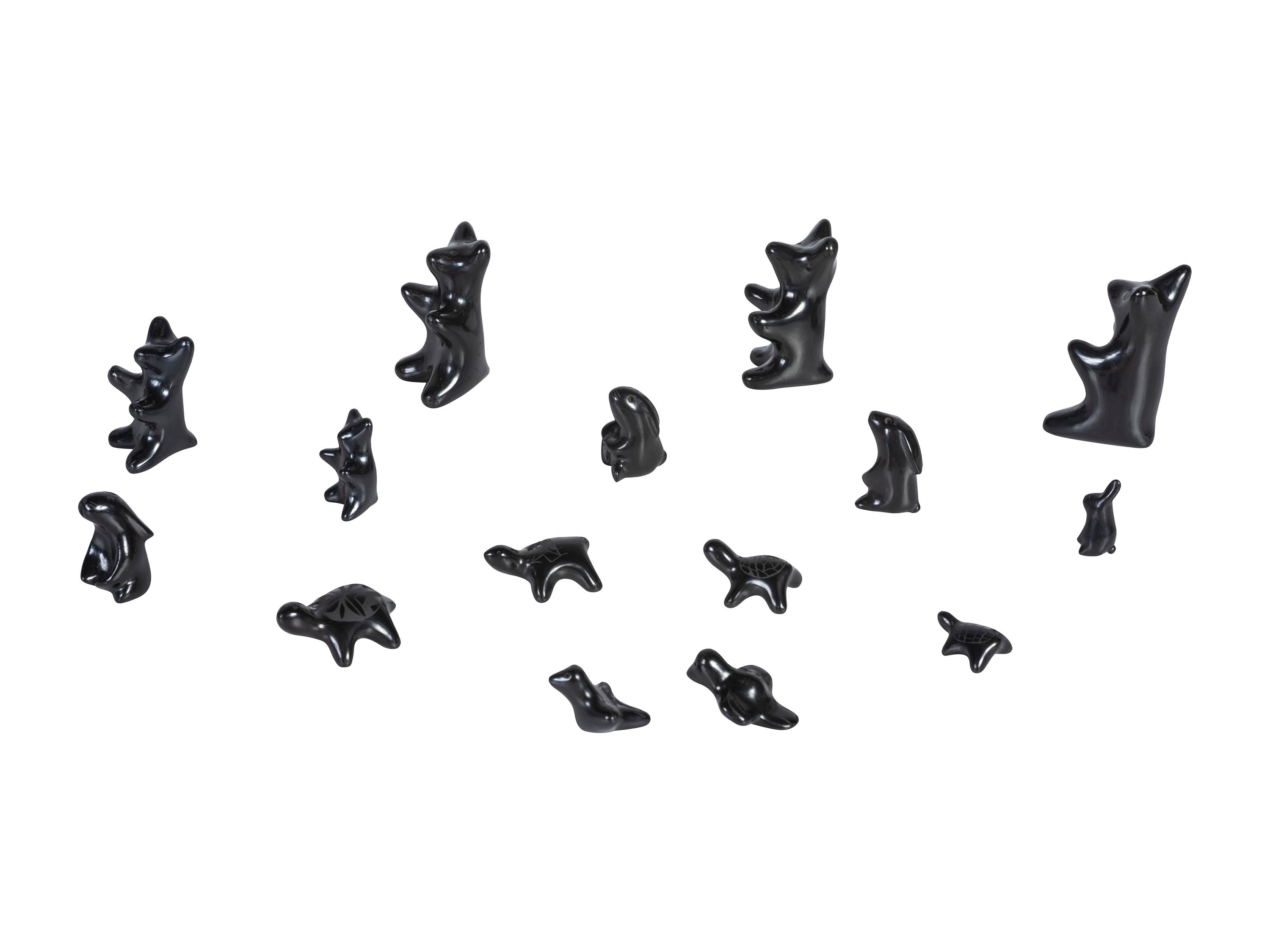 Assortment of Blackware Pottery Animals