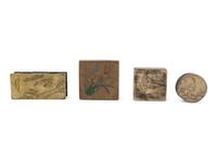 Four Chinese Metal Ink Boxes