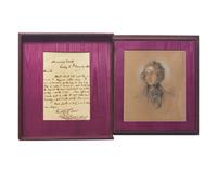 [Literature] [Dickens, Charles]. Taylor, Alfred Henry. Original Pencil and Wash Portrait, with an Autograph Letter, signed
