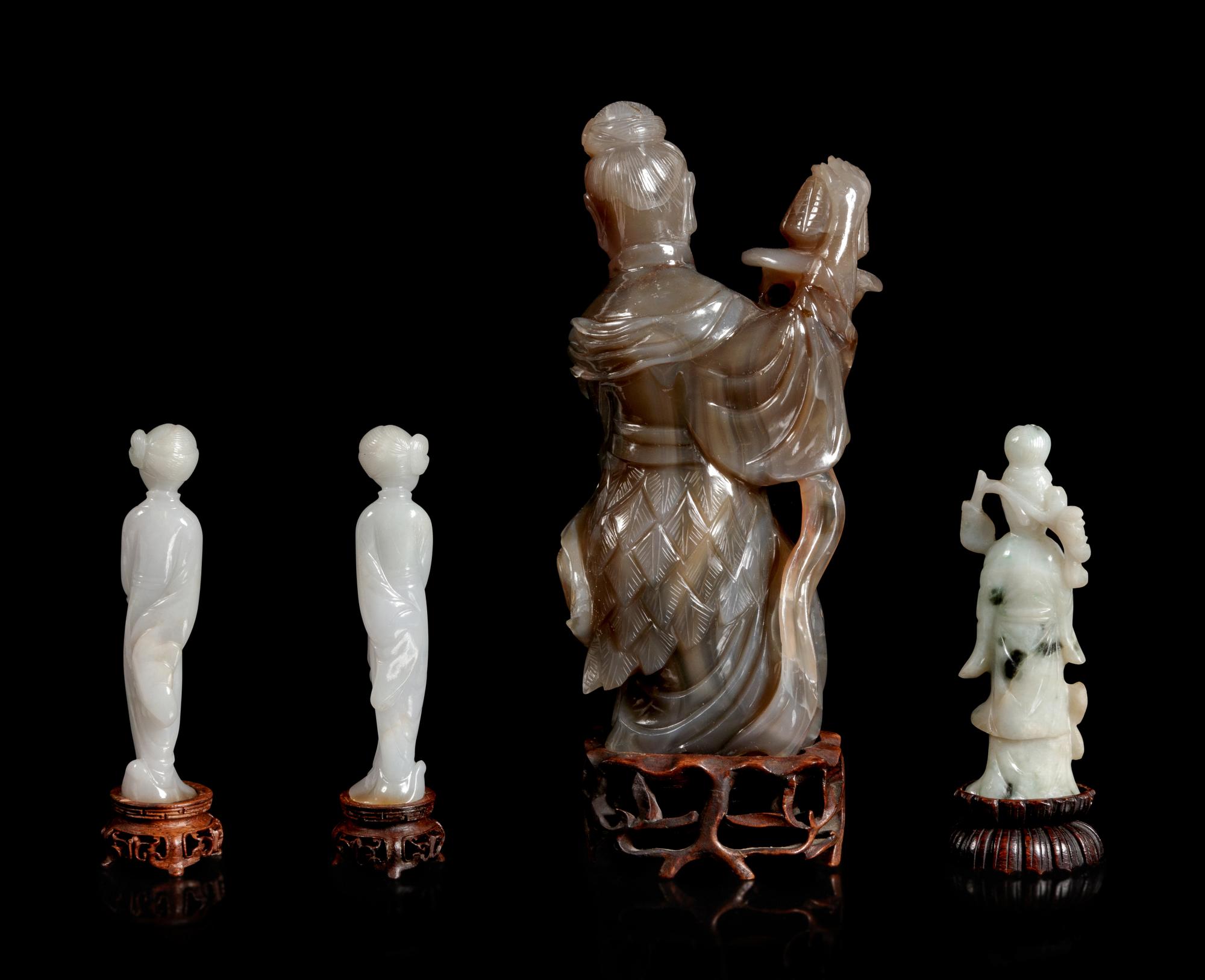 Four Chinese Hardstone Figures of Ladies