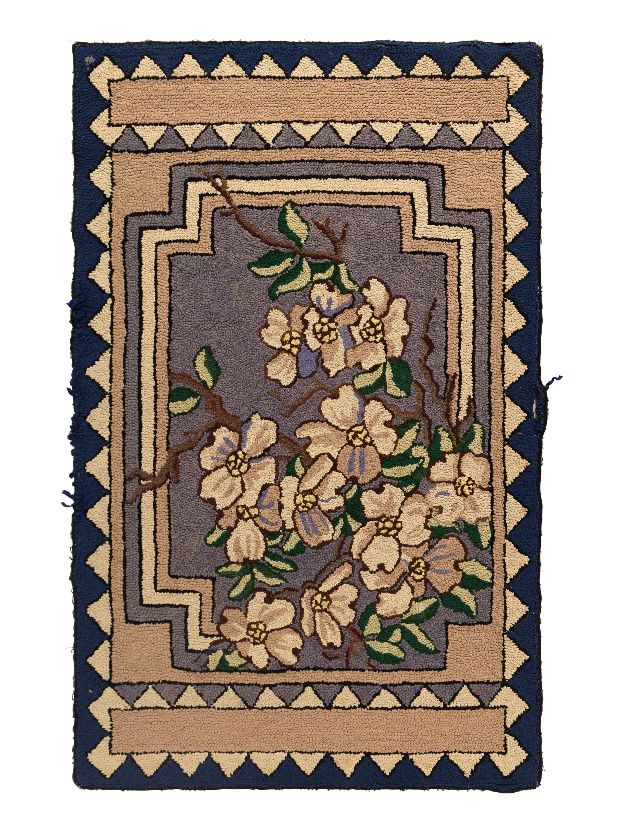 A Flower Decorated Hooked Rug