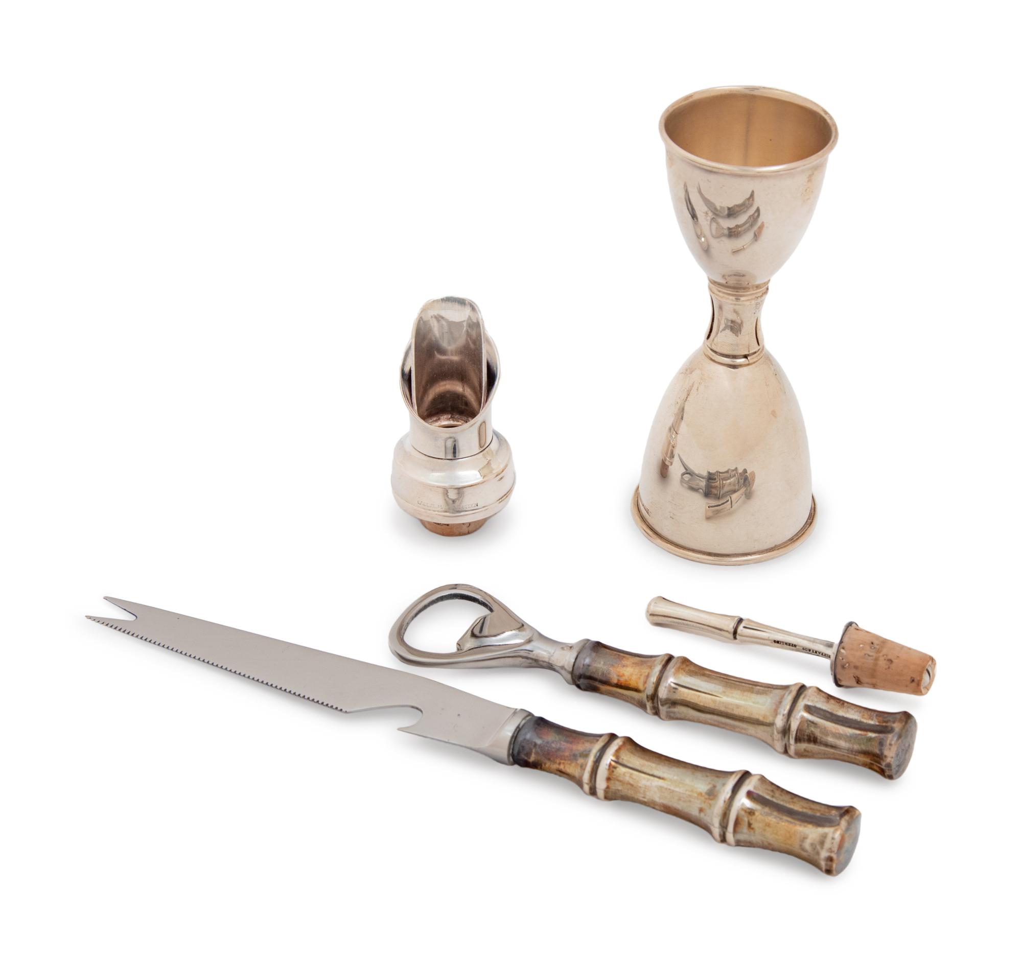 A Group of Four Tiffany & Co. Silver Bamboo Pattern Bar Articles