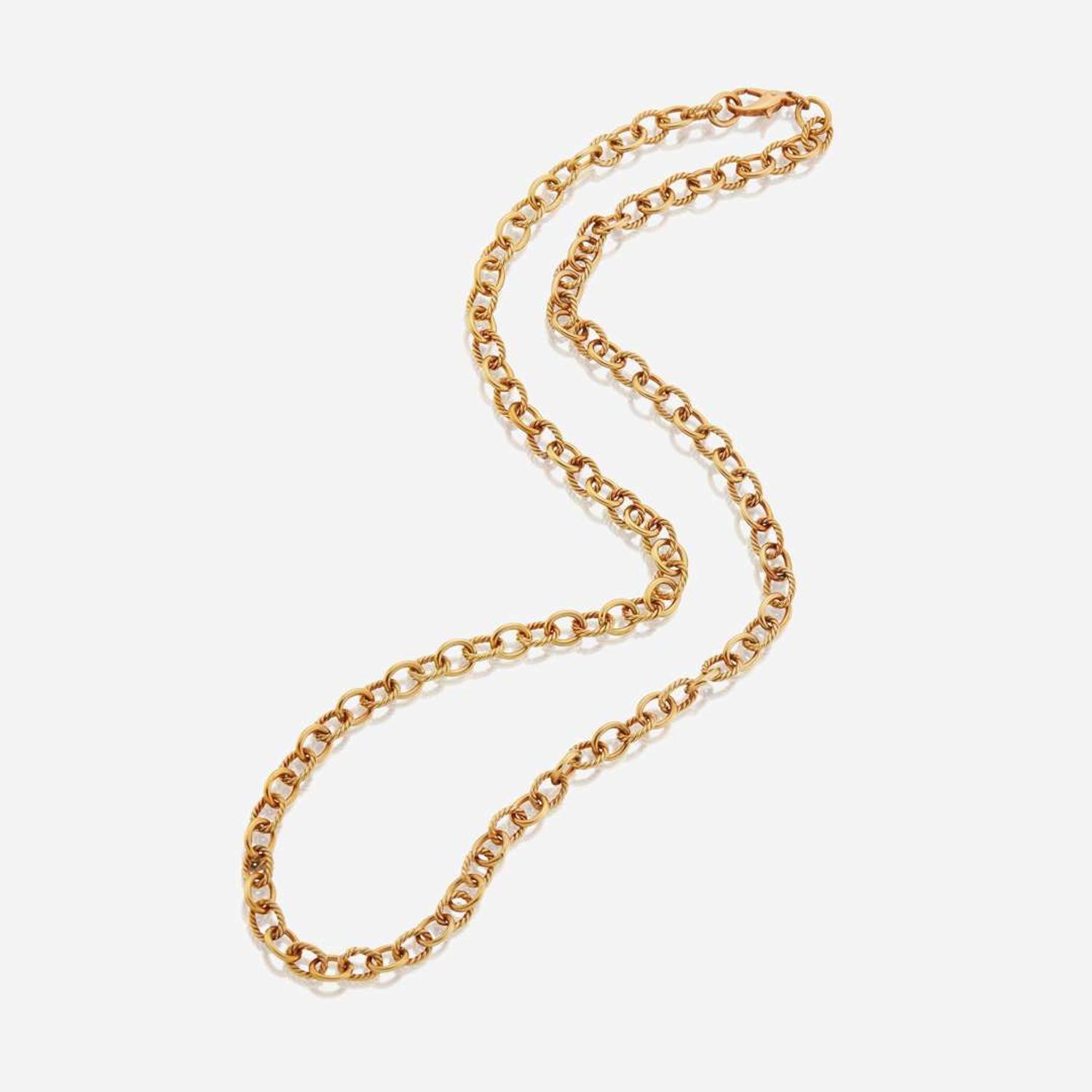 An 18K yellow gold cable link necklace Nautical Style Links