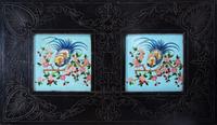 A Chinese Export Porcelain Inset Black Lacquered Wood Flip-Top Mahjong Table