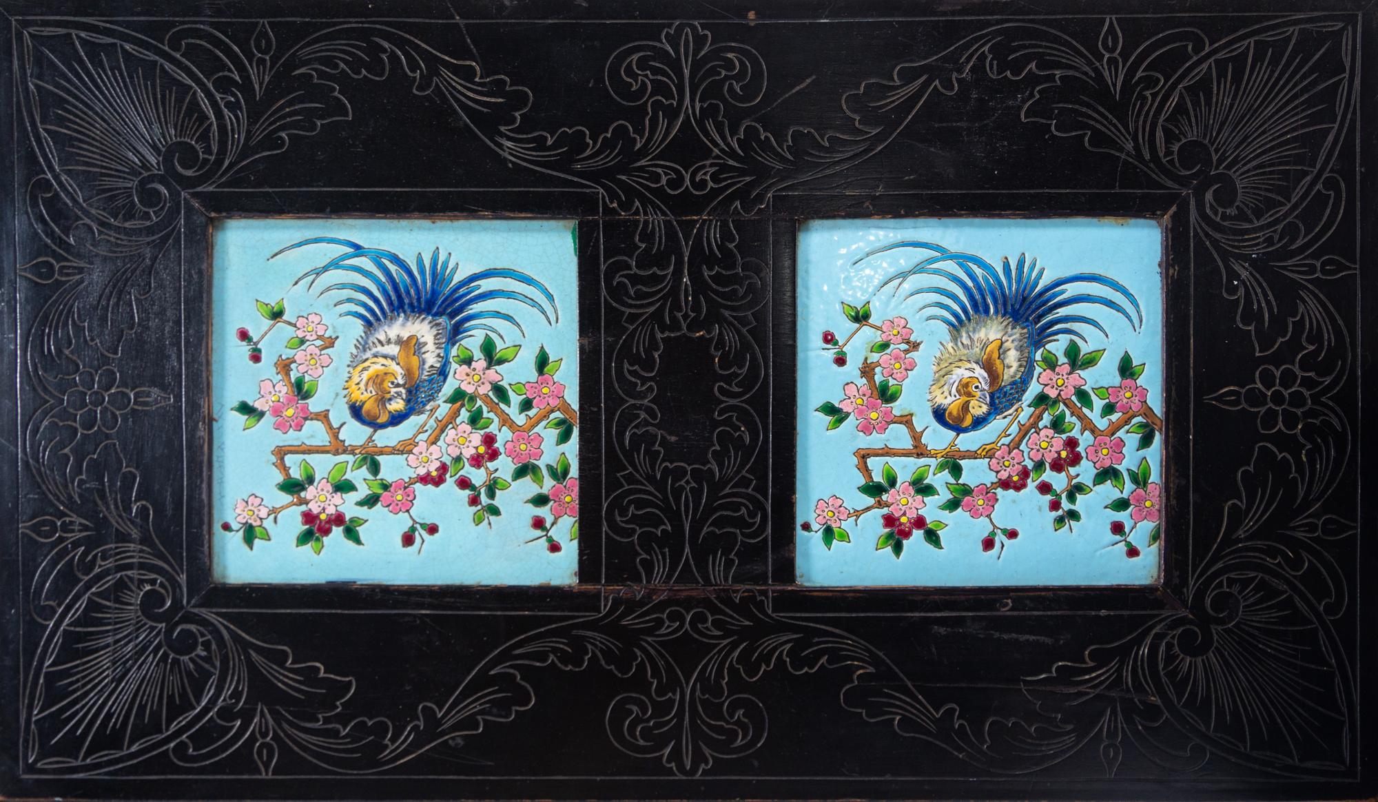 A Chinese Export Porcelain Inset Black Lacquered Wood Flip-Top Mahjong Table