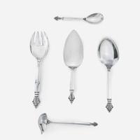 Johan Rohde (Danish, 1856-1935) "Acanthus" Eight-Piece Dinner and Luncheon Service for Twelve, Georg Jensen, Denmark, Designed 1917, the Present Lot post-1945