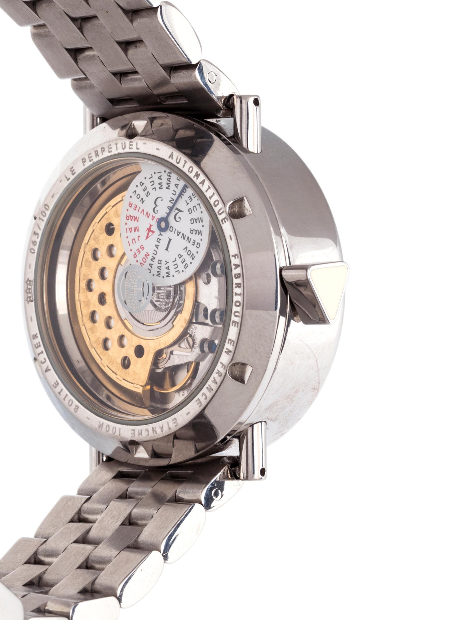 ALAIN SILBERSTEIN, STAINLESS STEEL LIMITED EDITION 'PIKTO-SMILEDAY LE PERPETUAL AUTOMATIQUE' WRISTWATCH