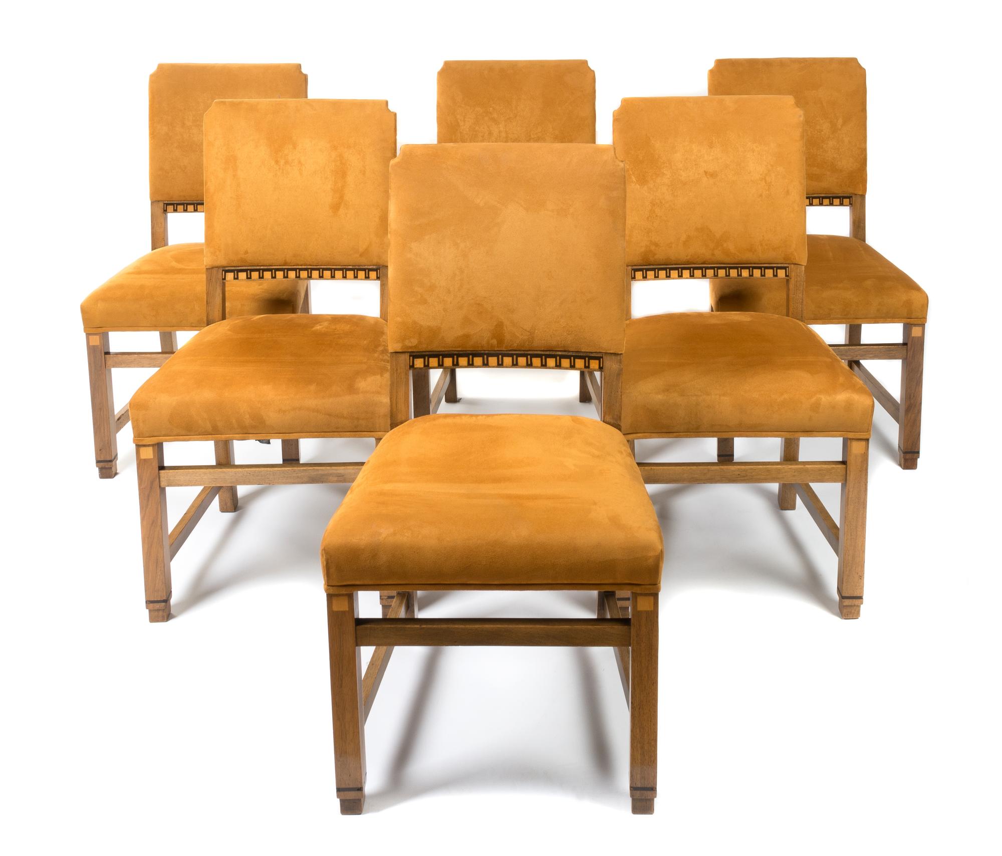 A Set of Six Continental Art Deco Inlaid Dining Chairs Height 37 inches — FIRST HALF 20TH CENTURY