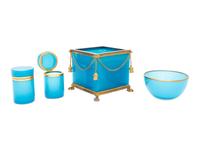Eight French Blue Opaline Glass Articles