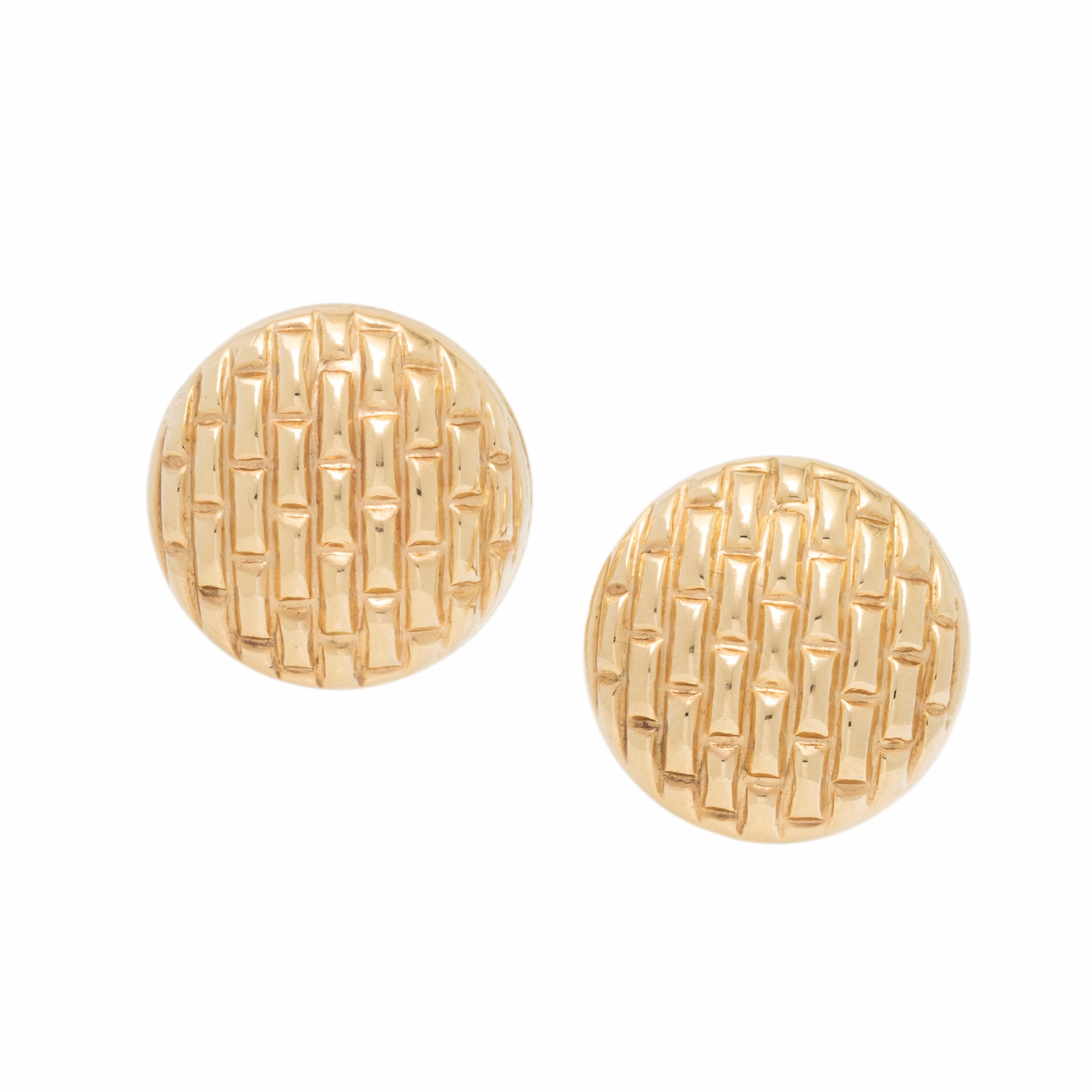 Yellow Gold Basket Weave Earrings