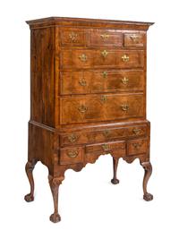 A George II Burl Walnut Chest on Stand