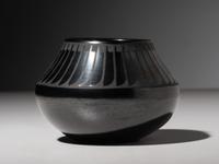 Blackware Pottery Jar, with Gunmetal Finish 1943-1956