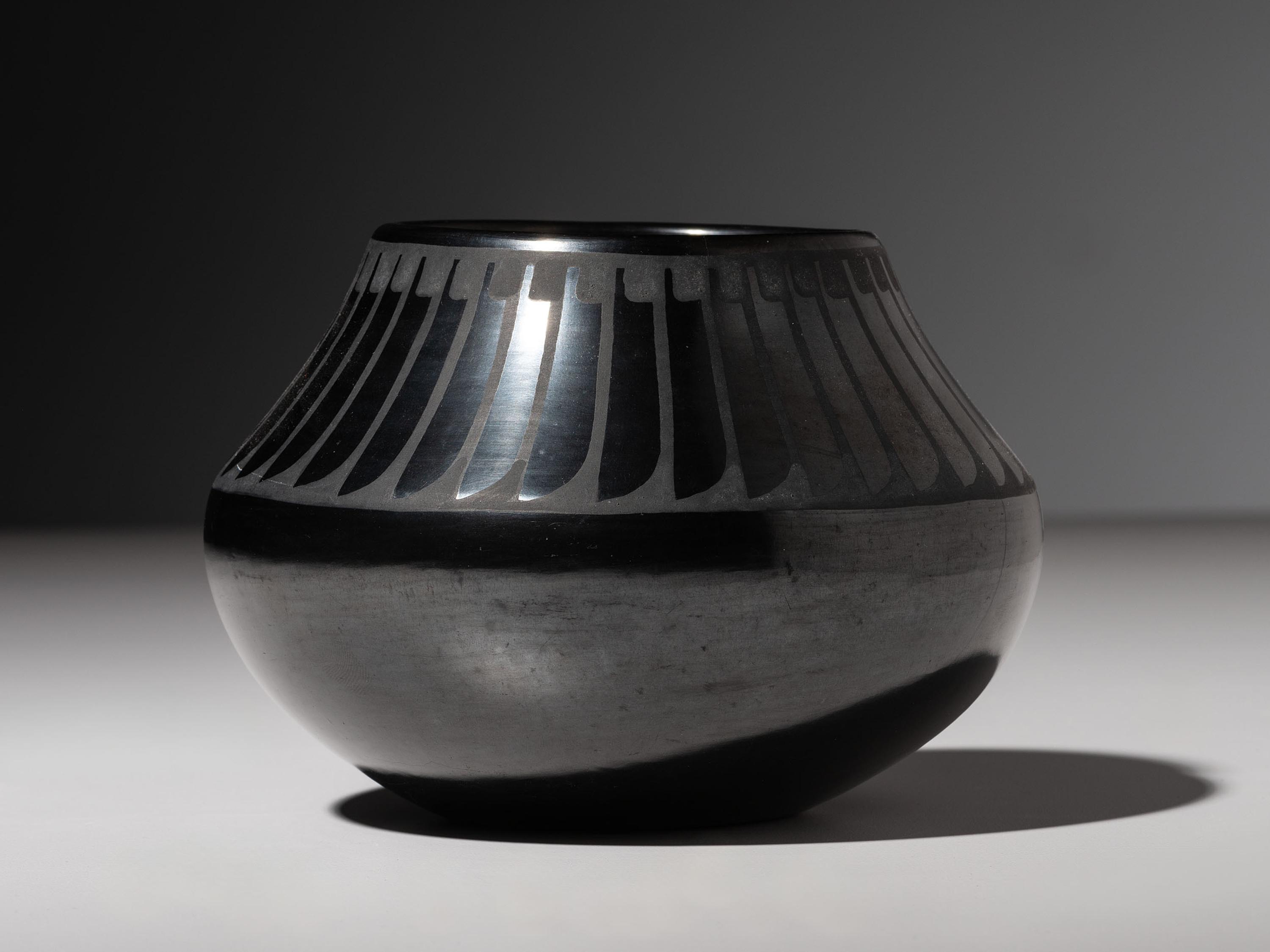 Blackware Pottery Jar, with Gunmetal Finish 1943-1956