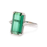 GREEN TOURMALINE AND DIAMOND RING