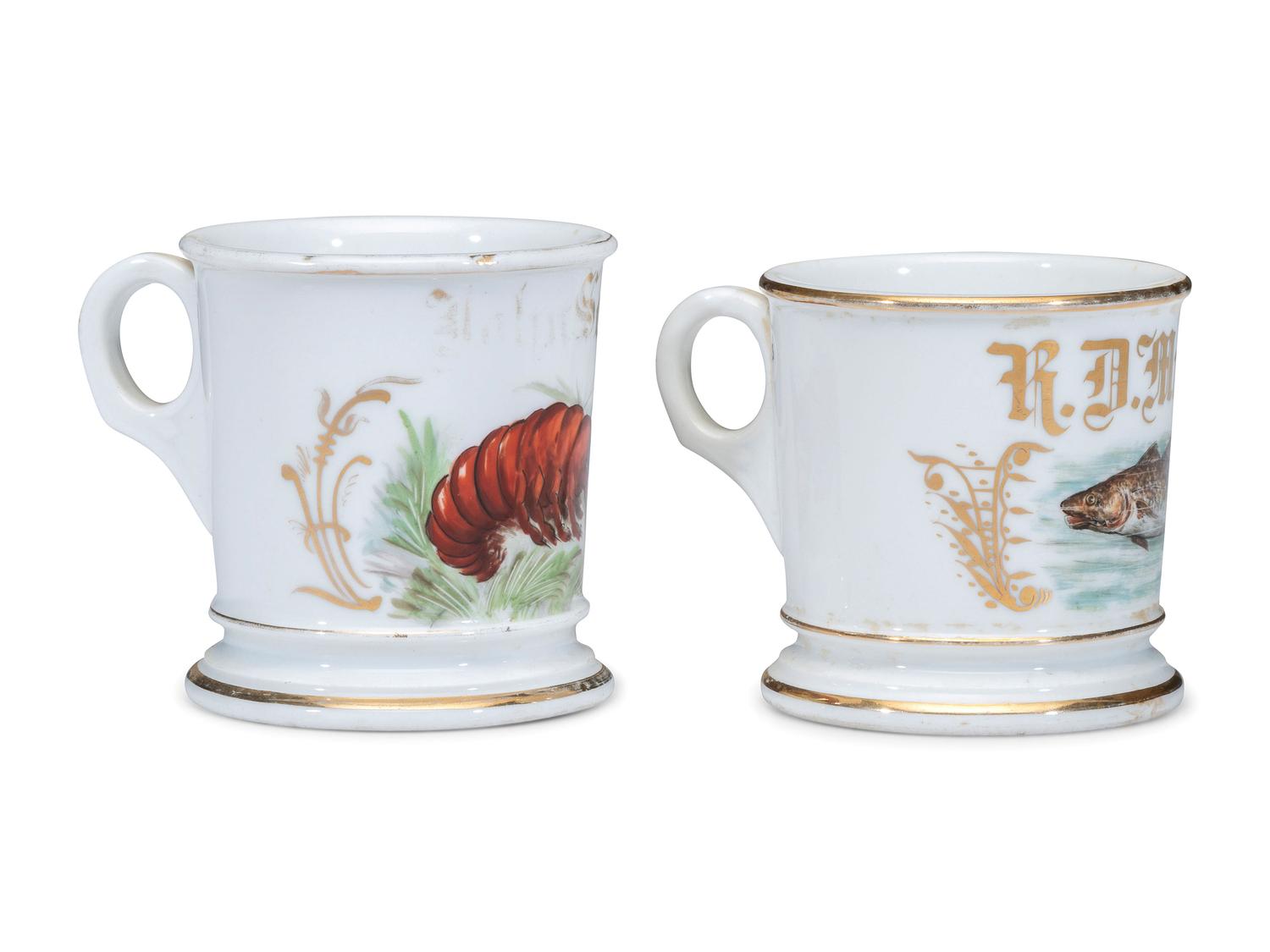 Two Porcelain Occupational Shaving Mugs of Marine Interest