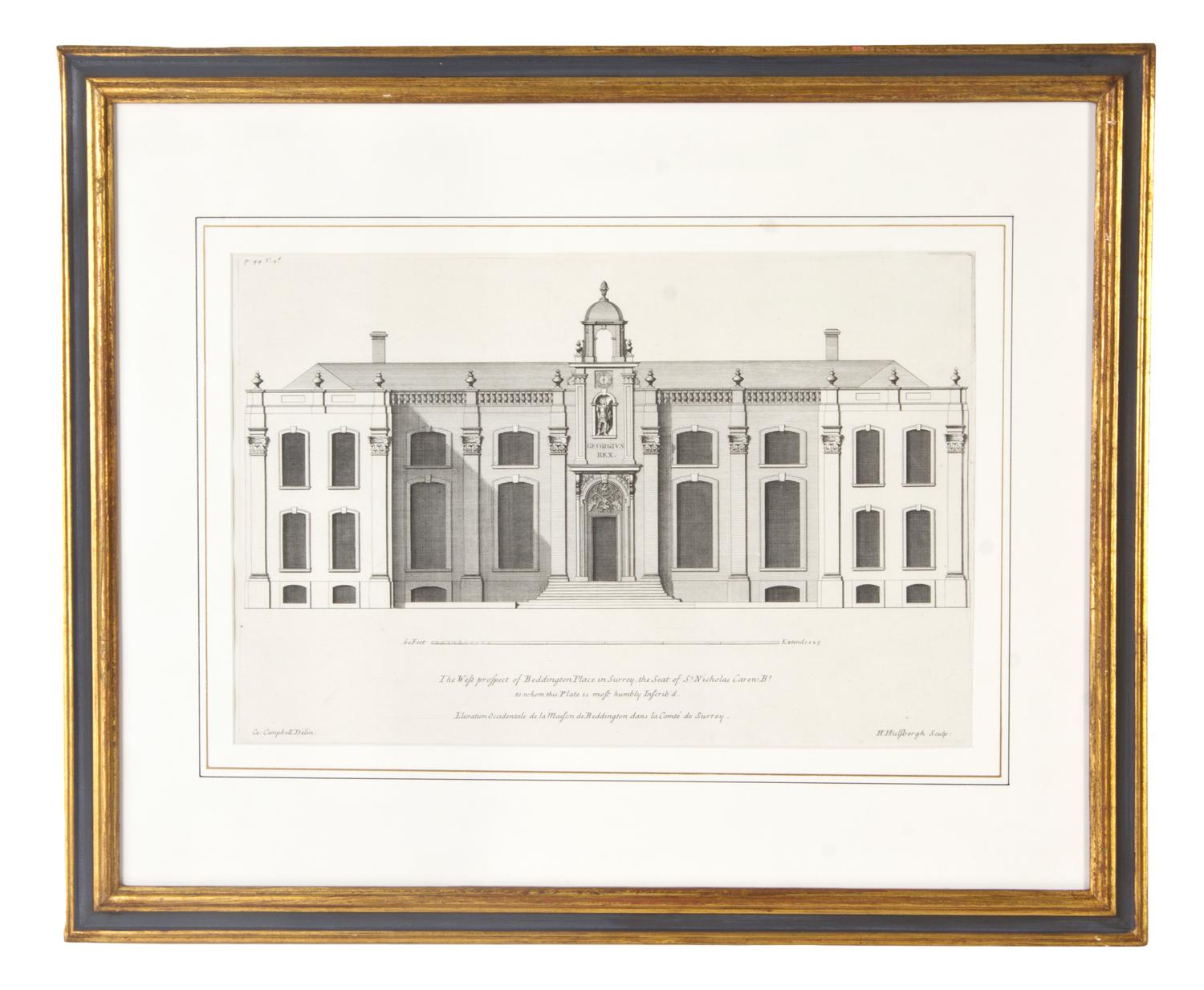 A Set of Six English Architectural Engravings, Height of plate 9 3/4 x width 14 3/4 inches.