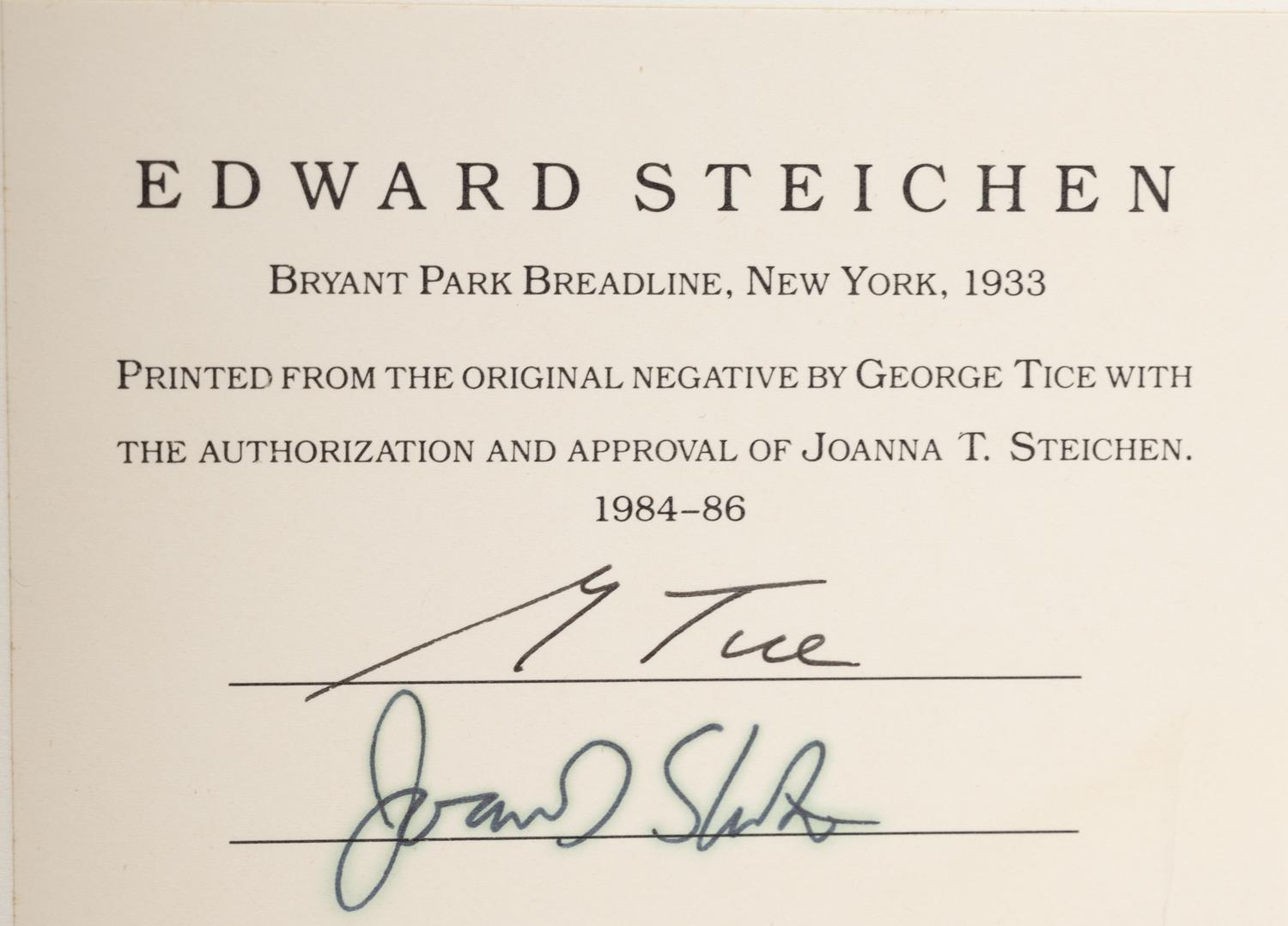 A group of seven photographs (from Harmonic Measure printed by George Tice with labels signed by George Tice and Joanna Steichen)