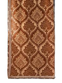 A Set of Eighteen Brown and Creme Velvet Brocade Drapes