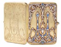 A Tiffany & Co. 14-Karat Gold, Diamond and Sapphire Cigarette Case