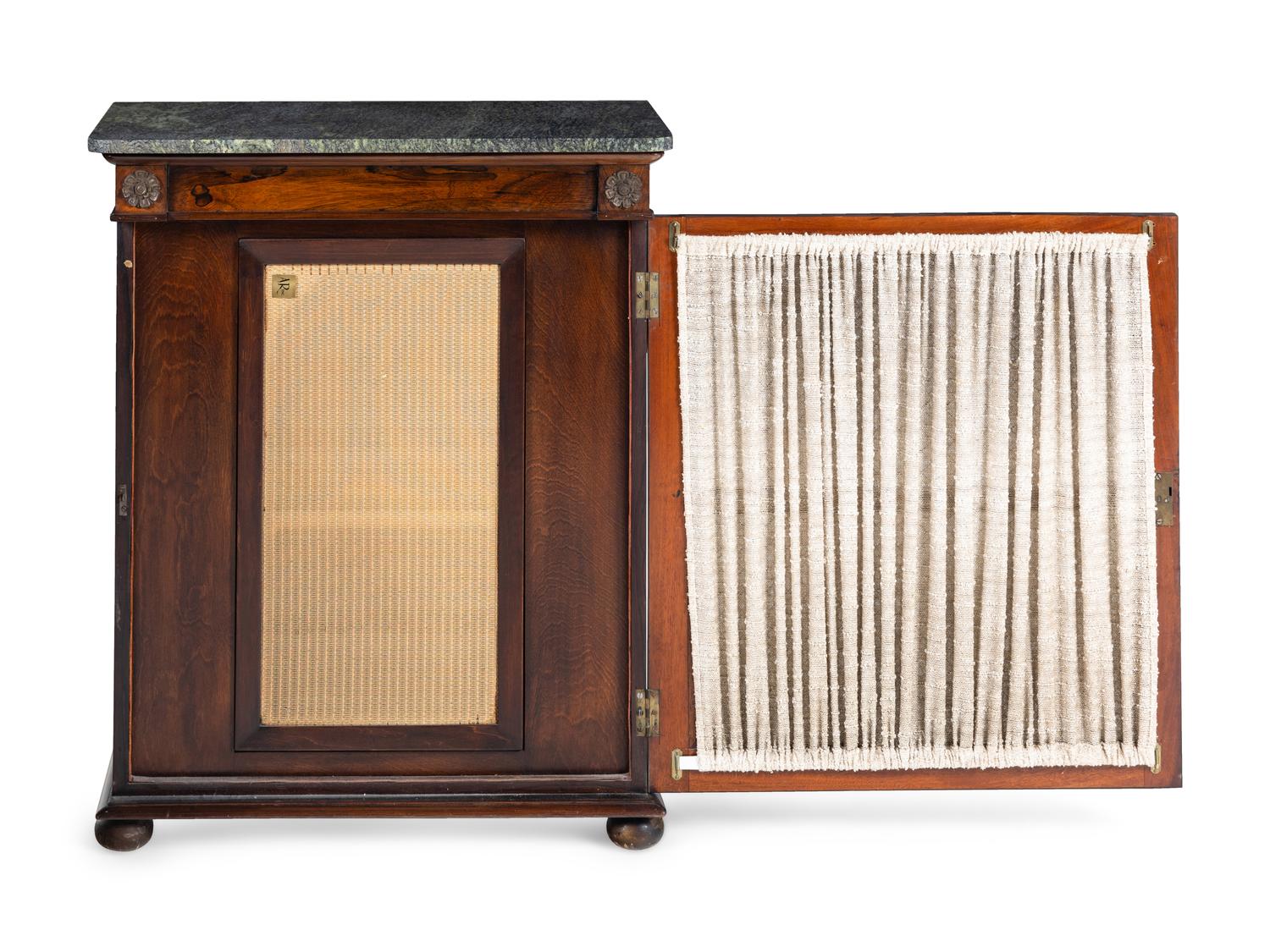 A Pair of Regency Style Indian Rosewood Marble-Top Cabinets