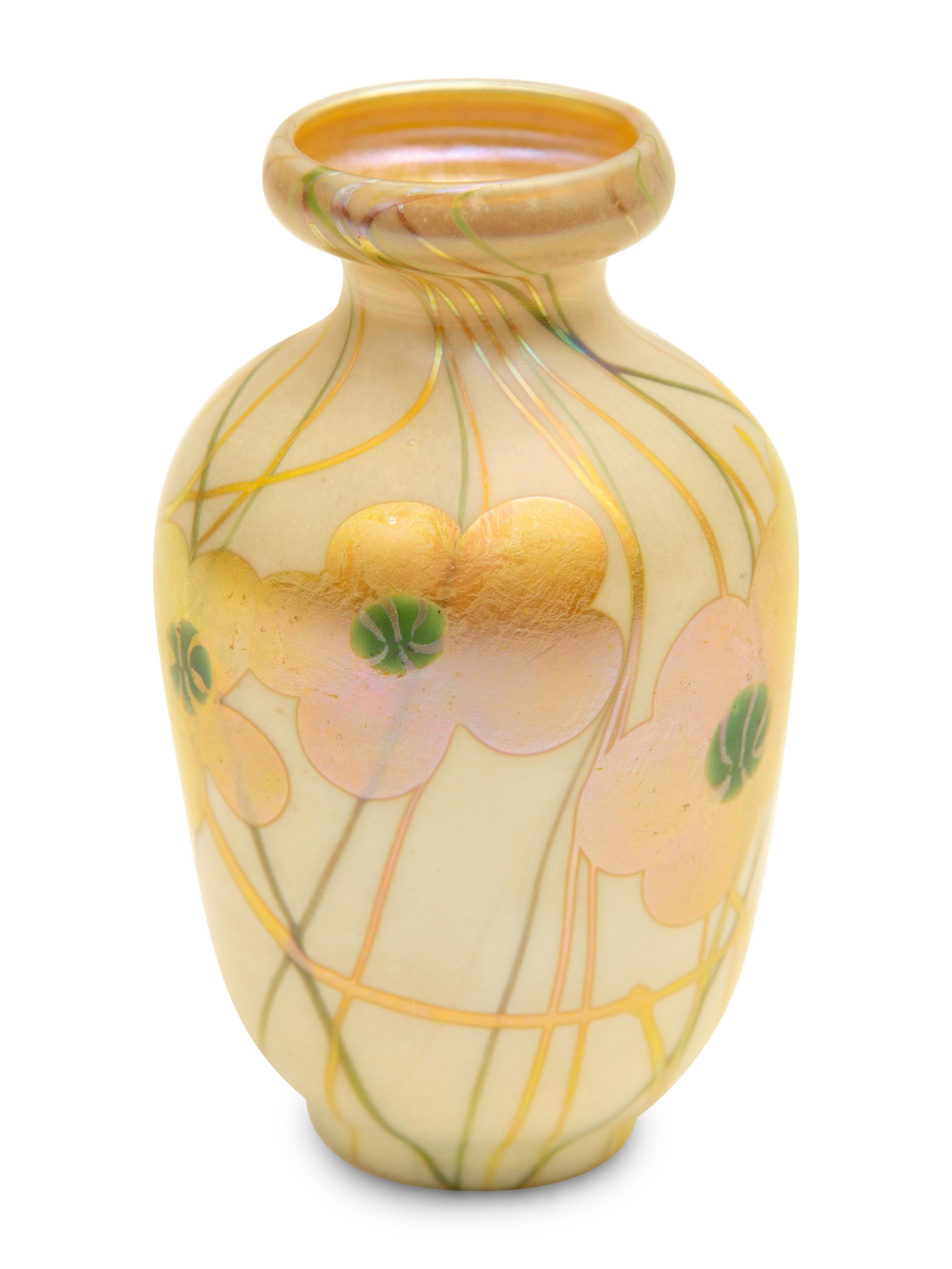 A Quezal Iridescent Glass Vase