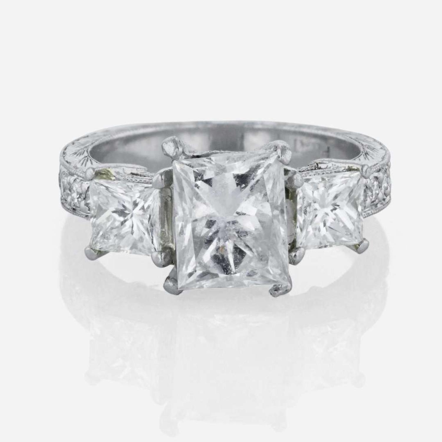 A platinum and diamond ring