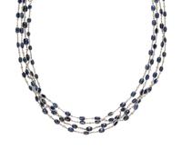 SAPPHIRE AND DIAMOND LONG CHAIN NECKLACE