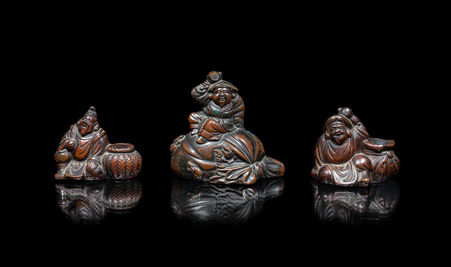 Three Japanese Figural-Form Scholar's Objects