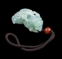 A Jadeite Figure of a Mythical Beast Length 2 3/8 inches. — 20TH CENTURY