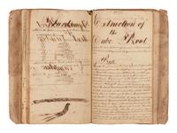 [MANUSCRIPT – MATHEMATICS]. Notebook containing examples of practical arithmetic and arithmetical exercises. Oyster Bay, NY, 1808.