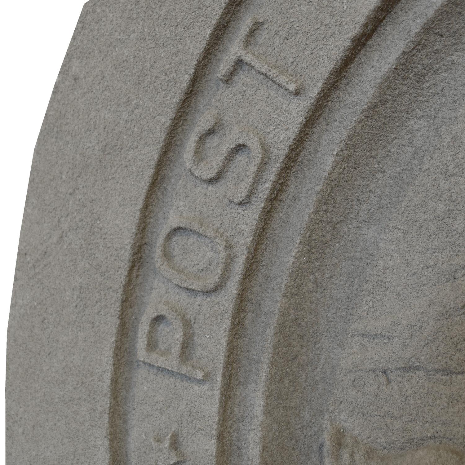 A Carved Limestone Roundel from a Chicago, IL. Post Office Building 37" W x 6" D x 39.5" H — United States, 20th Century