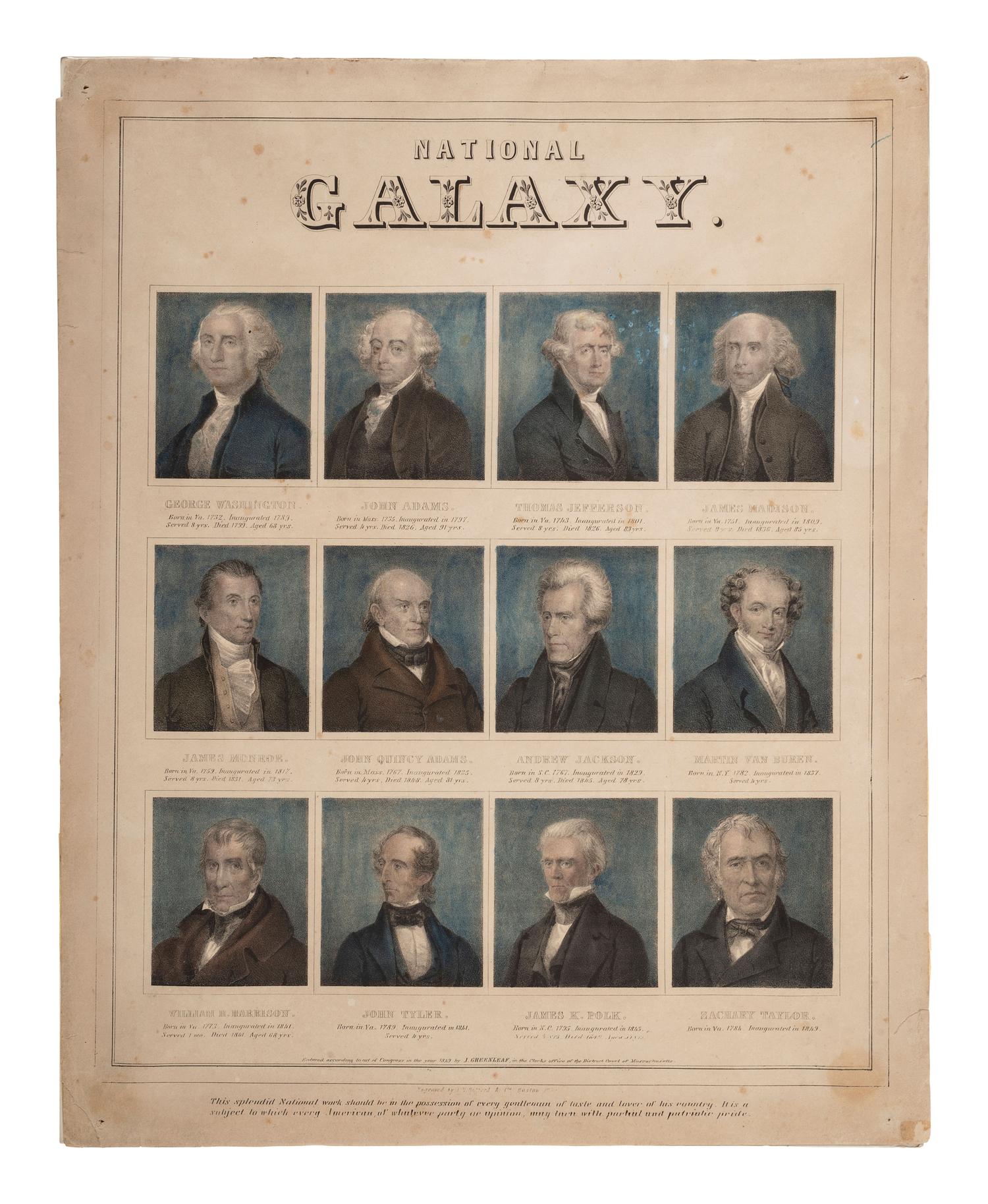 [PRESIDENTS]. GREENLEAF, J., publisher. National Galaxy.